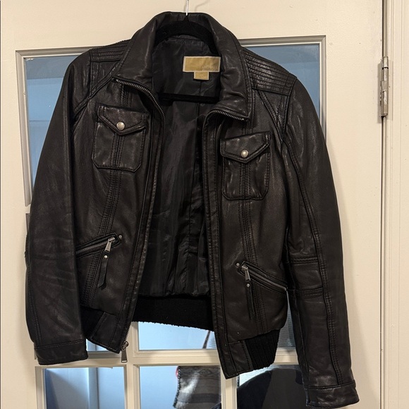 Michael Kors Jackets & Blazers - Michael Kors Black Leather Bomber Jacket